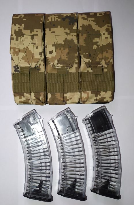 Комплект три магазини для АК74 прозорих, підсумок
