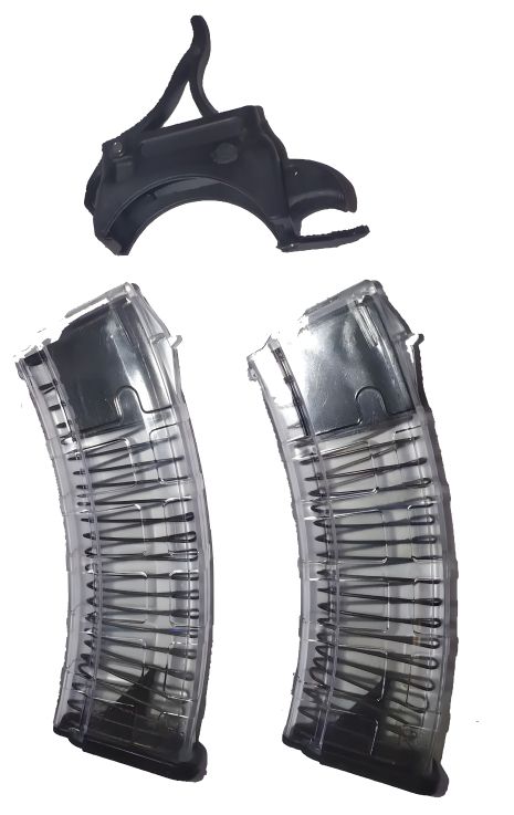 Комплект прозорих магазинів для АК74 (2 шт.) та лоадер для зарядки