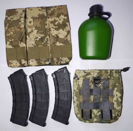 Комплект из 3х магазинов АК74, подсумка и фляги в термочехле