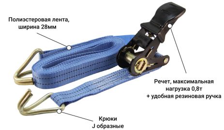 Стяжний ремінь, 5 м стрічка 25 мм посилений