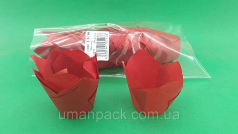 Паперові тартлети для кексів TL-140 "Tulip Red" (50*50/75) (100pcs) (1 одиниця)