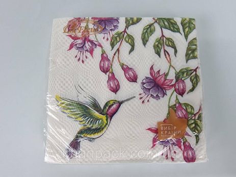 Дво -шлейка квіткова серветка (Zzhzz, 16pcs) La Fleur hummingbirds (512) (1 упаковка)