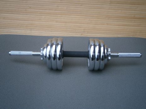 Гантели "Три граф" Sport Lux 1 PC 14 кг с металлическими хромированными дисками 60 см / 25 мм