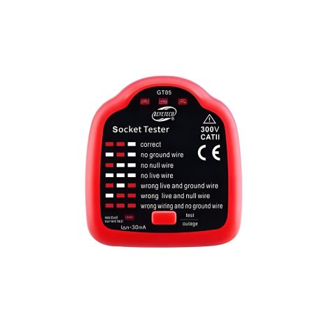 Тестер розеток з перевіркою ПЗВ BENETECH GT85