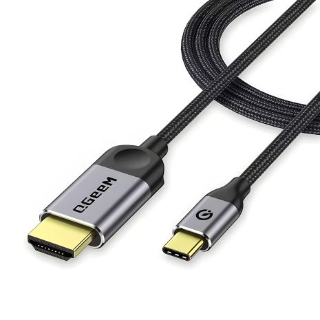 Кабель-адаптер QGeeM Type-C to HDMI, 4K 30Hz, сірий, 1.2 м Кабель-адаптер QGeeM Type-C to HDMI, 4K 30Hz, сірий, 1.2 м