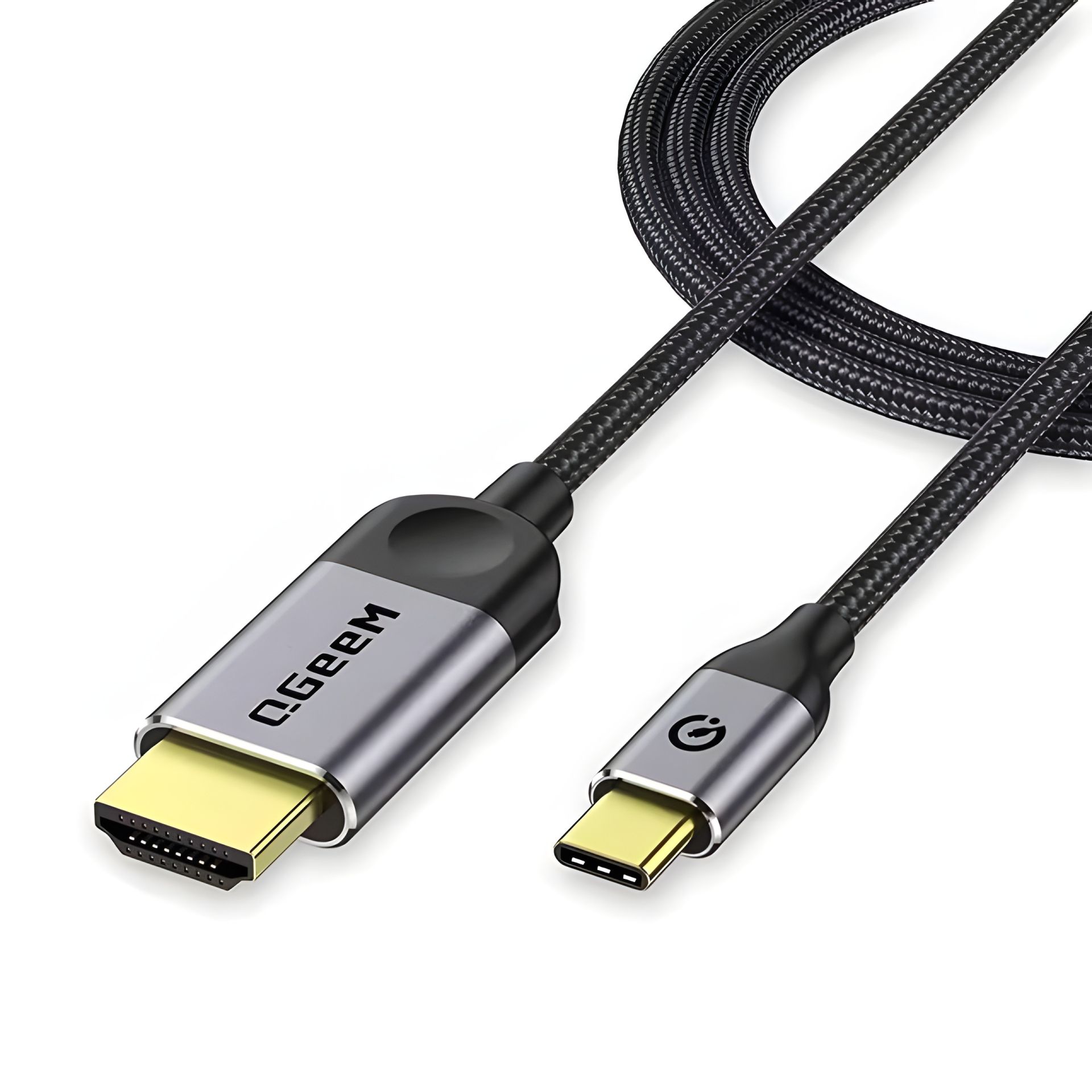 QGeeM Type-C to HDMI 4K Адаптер кабель 30Hz 1.5m, серый, металл QGeeM Type-C to HDMI 4K Адаптер кабель 30Hz 1.5m, серый, металл
