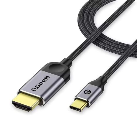 Кабель-адаптер QGeeM Type-C to HDMI 4K 30Hz 1.5m, metal, grey