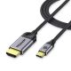 Кабель-адаптер QGeeM Type-C to HDMI 4K 30Hz 1.5m, metal, grey