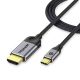 Кабель-адаптер QGeeM, Type-C to HDMI, 4K 30Hz, 1.2m, metal, grey