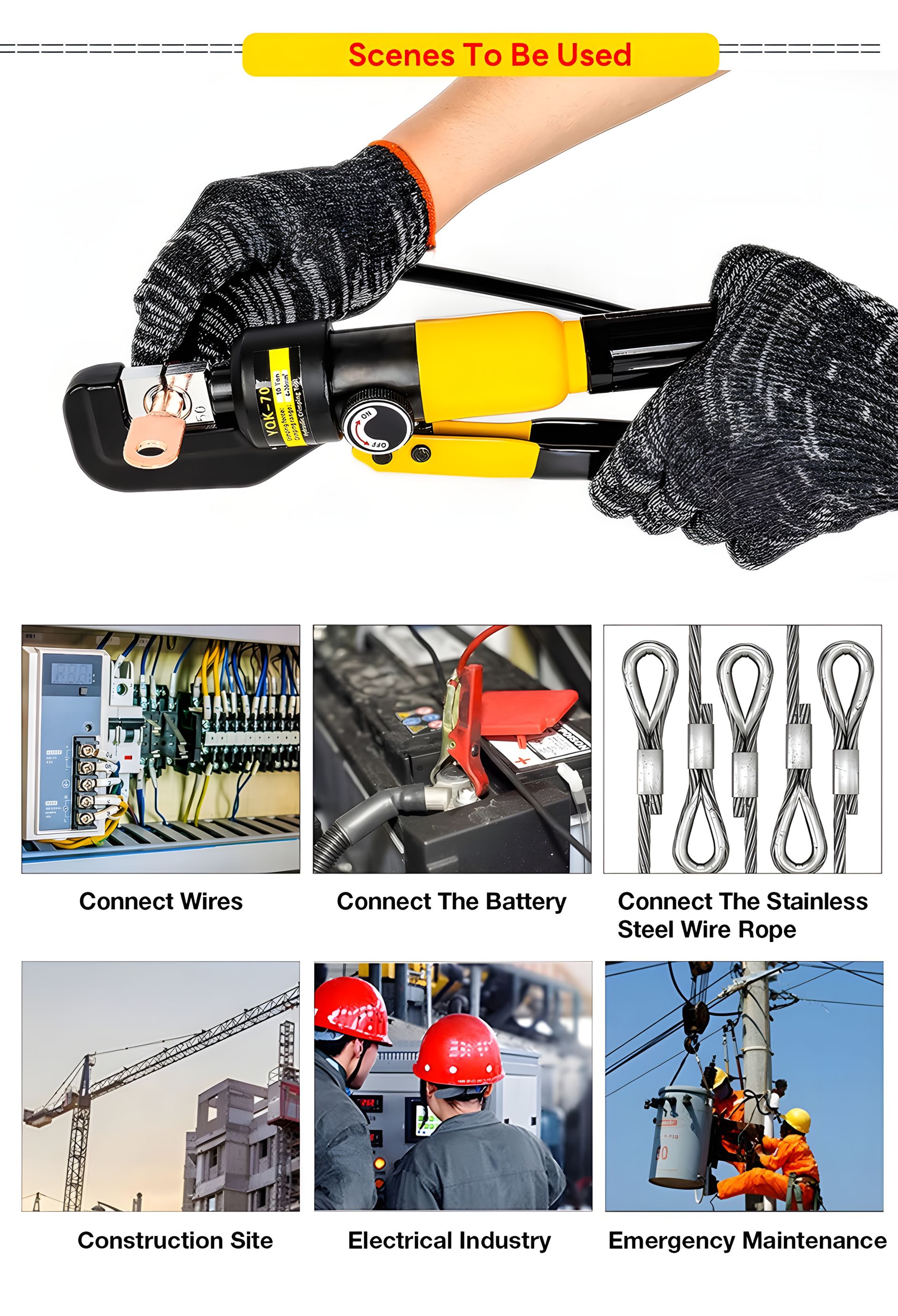 Гідравлічні обтискні кліщі для кабелів 4-70 мм Гідравлічні обтискні кліщі для кабелів 4-70 мм