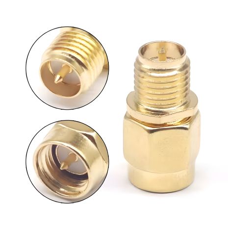 SMA переходник с SMA male на RP-SMA female со штырьком с двух сторон