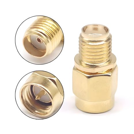 SMA адаптер: SMA male на SMA female зі штирьком