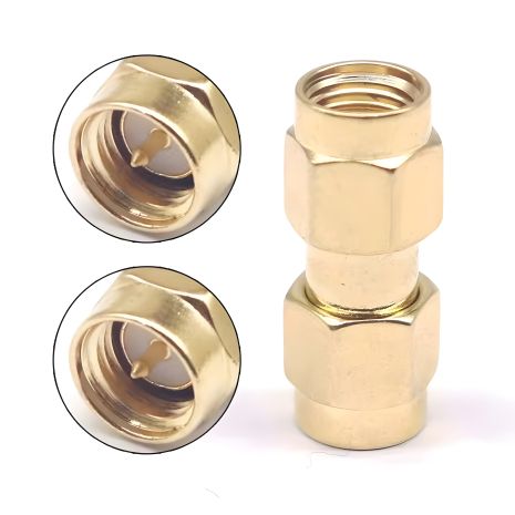 SMA перехідник SMA male на SMA male зі штирьками з двох сторін SMA перехідник SMA male на SMA male зі штирьками з двох сторін