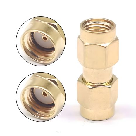 SMA перехідник з RP-SMA male на RP-SMA male без штирків з обох сторін