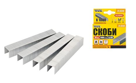 Закаленные скобы R53 10 мм, 1000 шт MASTERTOOL 41-0310 Закаленные скобы R53 10 мм, 1000 шт MASTERTOOL 41-0310