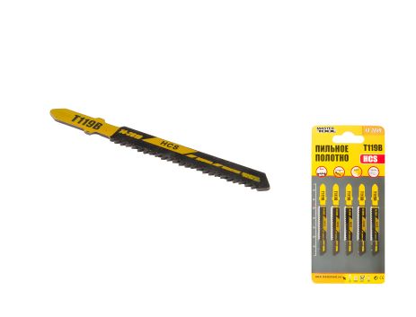Пиляльне полотно для лобзика T119B 5 шт дерево/пластик швидкий прямий різ 12TPI/77 мм MASTERTOOL 14-2819