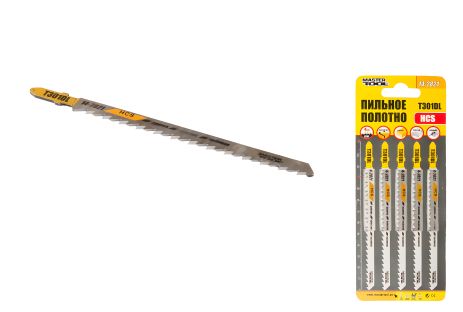 Полотно для лобзика T301DL 5 шт дерево/пластик чистий прямий різ 6TPI/132 мм MASTERTOOL 14-2821