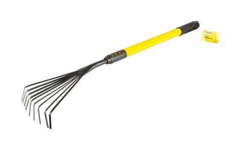 Граблі садові віялові 9 зубів із телескопічною металевою ручкою 750-1040 мм MASTERTOOL 14-6179, серія GardenerPro