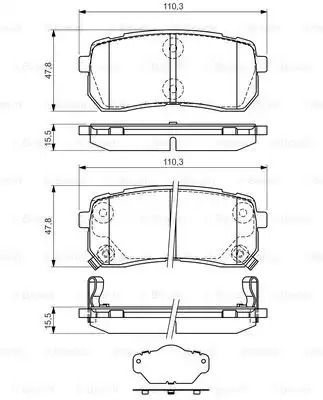 Комплект тормозных колодок HYUNDAI ix55, KIA SORENTO, KIA CARNIVAL, BOSCH (0986494327)