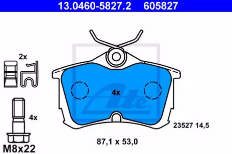 Комплект тормозных колодок HONDA ACCORD, ATE (13046058272)