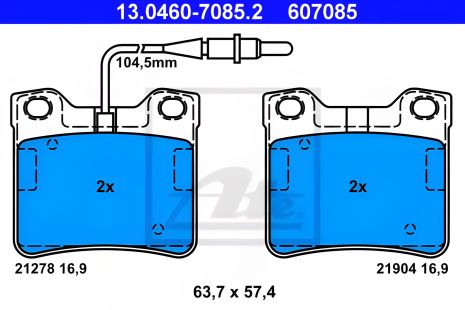 Комплект тормозных колодок для MB V-CLASS и MB VITO, ATE (13046070852)