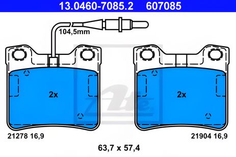 Комплект тормозных колодок для MB V-CLASS и MB VITO, ATE (13046070852)
