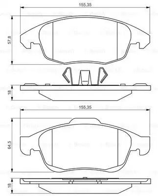 Комплект гальмівних колодок PEUGEOT PARTNER, CITROËN BERLINGO, CITROËN C4, BOSCH (0986495258)
