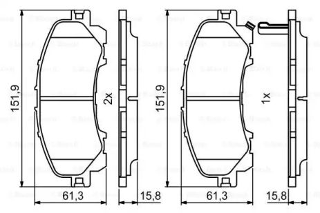 Комплект тормозных колодок RENAULT KOLEOS, NISSAN X-TRAIL, INFINITI QX50, BOSCH (0986494821)
