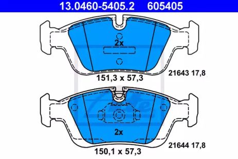 Комплект гальмівних колодок BMW Z4, BMW 3, BMW Z3, ATE (13046054052)