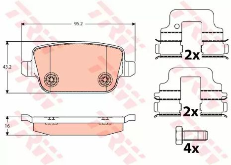Комплект гальмівних колодок FORD S-MAX, VOLVO XC70, VOLVO V70, TRW (GDB1732)