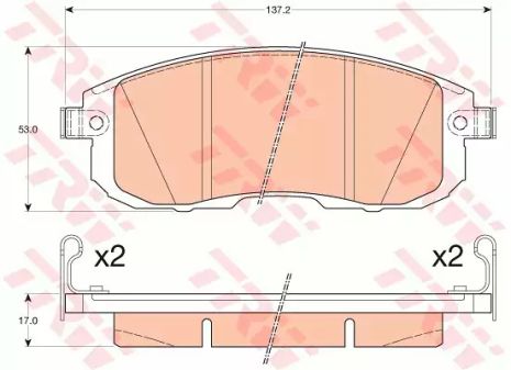 Комплект гальмівних колодок NISSAN JUKE, NISSAN PULSAR, NISSAN VERSA, TRW (GDB3616)