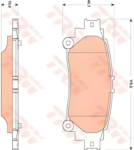 Гальмівні колодки для TOYOTA PRIUS, LEXUS RX, TRW (GDB3497)