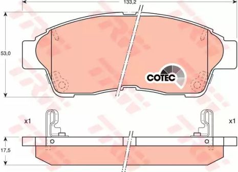 Комплект тормозных колодок TOYOTA COROLLA, TOYOTA CORONA, TOYOTA CHASER, TRW (GDB1143)
