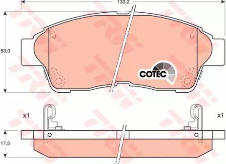 Комплект гальмівних колодок TOYOTA COROLLA, TOYOTA CORONA, TOYOTA CHASER, TRW (GDB1143)