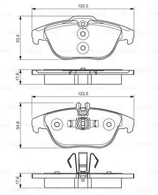 Комплект гальмівних колодок MB C-CLASS, MB E-CLASS, MB GLK-CLASS, BOSCH (0986495105)