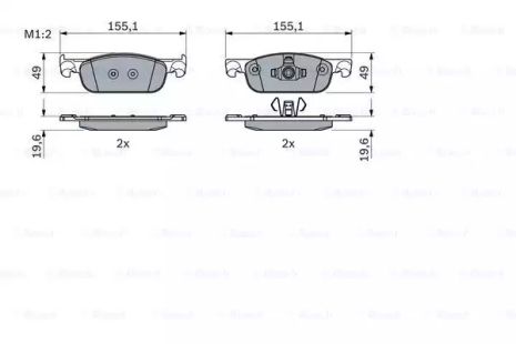 Комплект тормозных колодок LADA XRAY, DACIA LOGAN, RENAULT CLIO, BOSCH (0986424021)