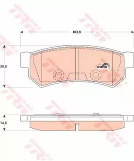 Комплект тормозных колодок CHEVROLET LACETTI, DAEWOO GENTRA, DAEWOO NUBIRA, TRW (GDB4178)
