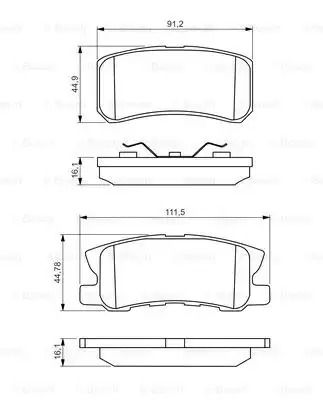 Комплект гальмівних колодок LANCIA FLAVIA, DODGE CALIBER, MITSUBISHI PAJERO, BOSCH (0986495357)