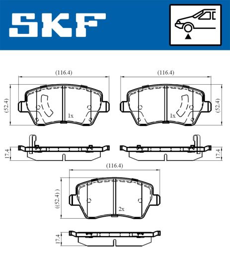 Комплект тормозных колодок NISSAN MICRA, NISSAN NOTE, NISSAN ALMERA, SKF (VKBP80182A)