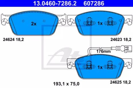 Комплект гальмівних колодок VW TRANSPORTER, VW MULTIVAN, ATE (13046072862)