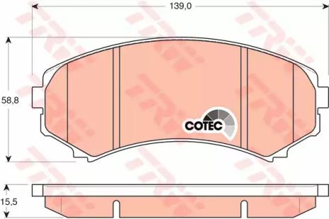 Комплект гальмівних колодок MITSUBISHI (GAC), MAZDA MPV, MITSUBISHI PAJERO, TRW (GDB3246)