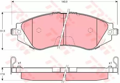Комплект тормозных колодок CHEVROLET OPTRA, HYUNDAI TRAJET, DAEWOO LACETTI, TRW (GDB3171)