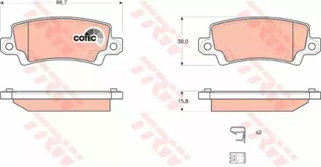 Комплект гальмівних колодок TOYOTA COROLLA, TRW (GDB3289)
