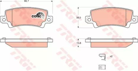 Комплект гальмівних колодок TOYOTA COROLLA, TRW (GDB3289)
