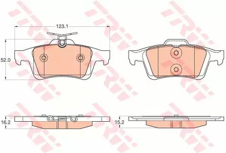 Комплект тормозных колодок FORD GRAND, FORD C-MAX, FORD FOCUS, TRW (GDB2033)