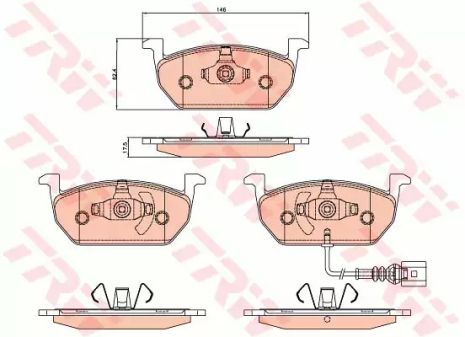 Комплект тормозных колодок SKODA OCTAVIA, SEAT LEON, VW GOLF, TRW (GDB2080)