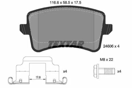Комплект тормозных колодок AUDI Q5, AUDI A5, AUDI A4, TEXTAR (2460602)