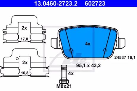 Комплект тормозных колодок FORD S-MAX, FORD KUGA, FORD GALAXY, ATE (13046027232)