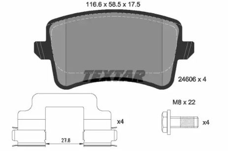 Комплект тормозных колодок AUDI Q5, AUDI A5, AUDI A4, TEXTAR (2460601)