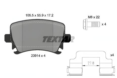 Комплект гальмівних колодок HAWTAI B11, SEAT LEON, SKODA OCTAVIA, TEXTAR (2391402) Комплект гальмівних колодок HAWTAI B11, SEAT LEON, SKODA OCTAVIA, TEXTAR (2391402)